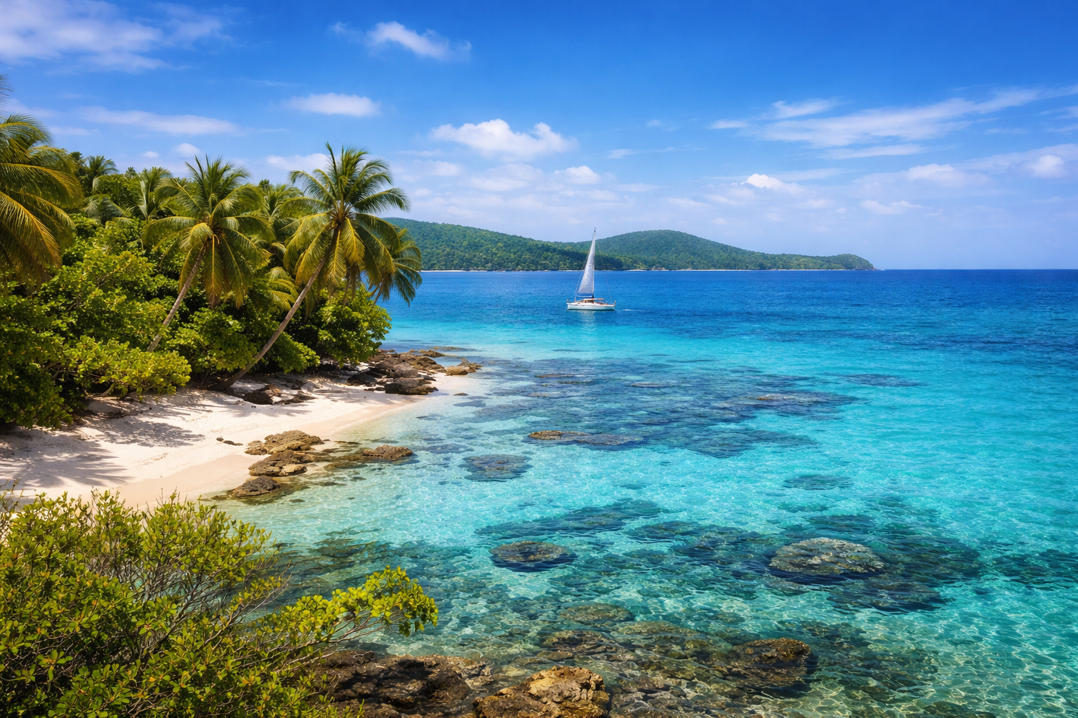 Eastern Caribbean cruise with turquoise water and white sand beaches